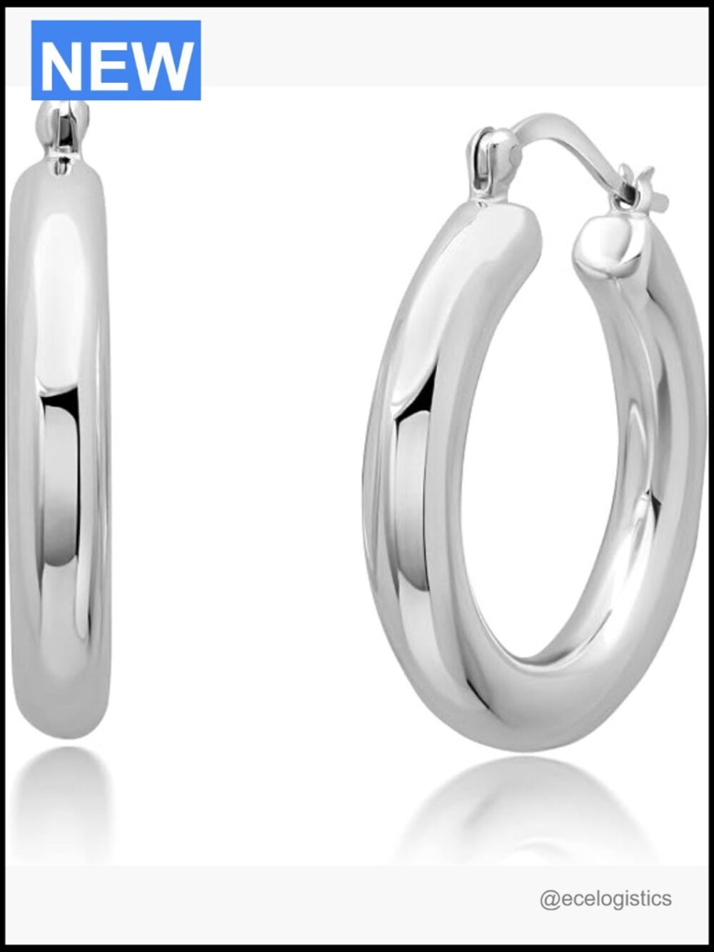 925 Sterling Silver Chunky Hoop Earrings Hypoallergenic Lightweight 1 Inch
